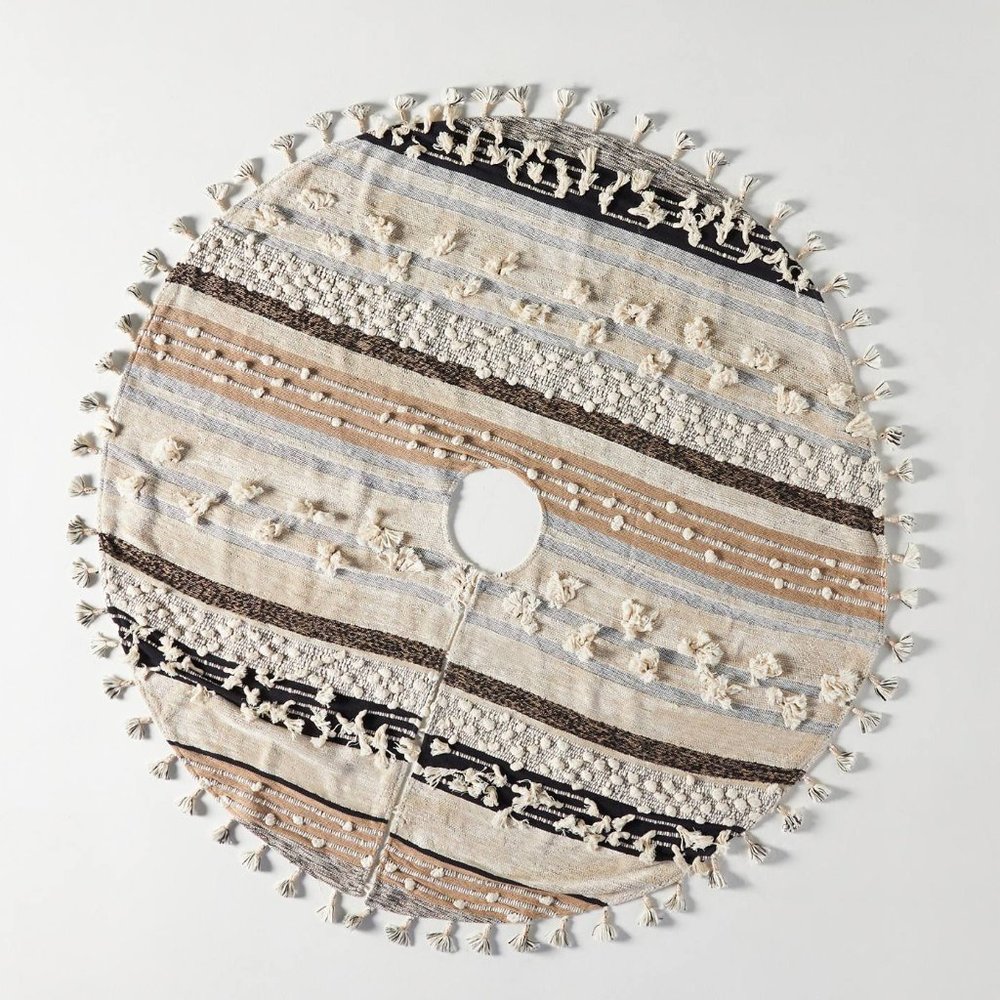 Anthropologie All Roads Textured Tree Skirt